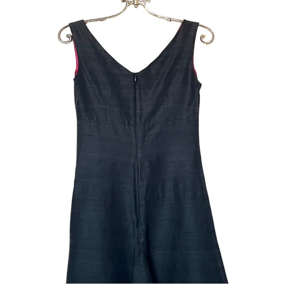 Kimera Black Silk Shantung Asymmetrical Midi Dress with Pink Poly Lining Size S - Picture 7 of 11